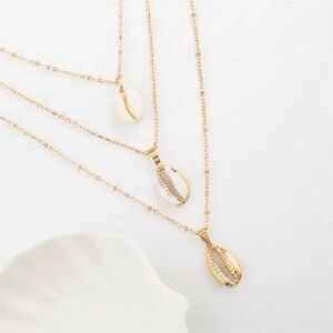 2/$21 Ladies Tripled Layered Seashell Necklace